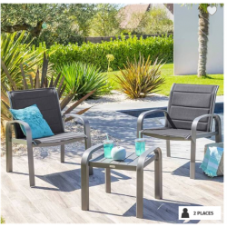 Salon de jardin duo ELYN Bleu canard & Graphite