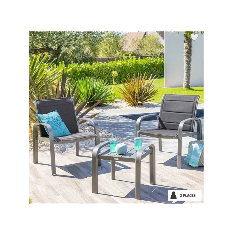 salon de jardin duo ELYN bleu canard et graphite