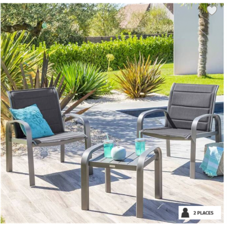 salon de jardin duo ELYN bleu canard et graphite